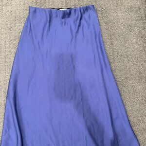 The Drop Periwinkle Satin Midi Skirt
